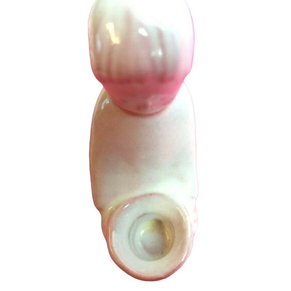 Vintage White Ceramic Angel Candleholder Figurine Wing Back 4" Art Deco Style - Picture 7 of 7